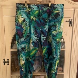Catherines Vibrant Leaf Print Pants
